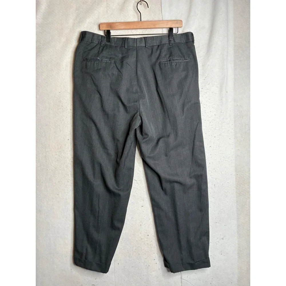 Joseph & Feiss Mens 40x30 Pleated Dress Pants Gray Wool Blend Cuffed Trousers